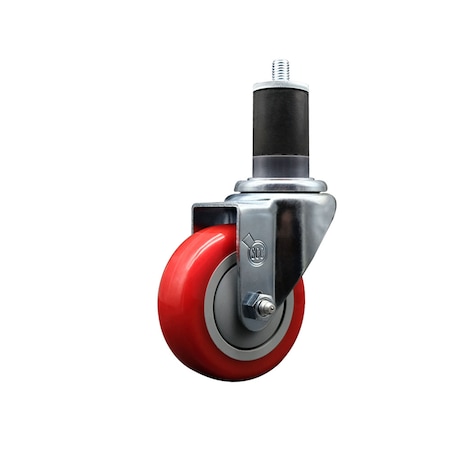 Service Caster 3.5'' SS Red Poly Wheel Swivel 1-5/8'' Expanding Stem Caster SCC-SSEX20S3514-PPUB-RED-158